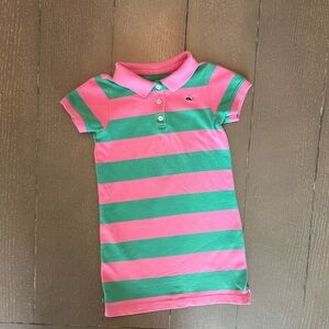 Vineyard Vines Toddler Girls Tennis Prep Pink Striped Rugby Polo Dress • Size 4T